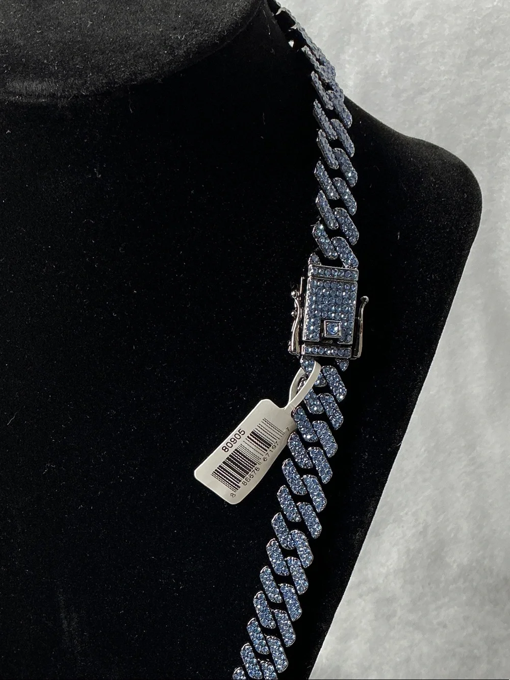 Invicta Blue Cuban Link Chain Necklace 22” 10mm VVS CZ